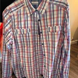 Columbia Red and Blue Casual Button Down Shirt